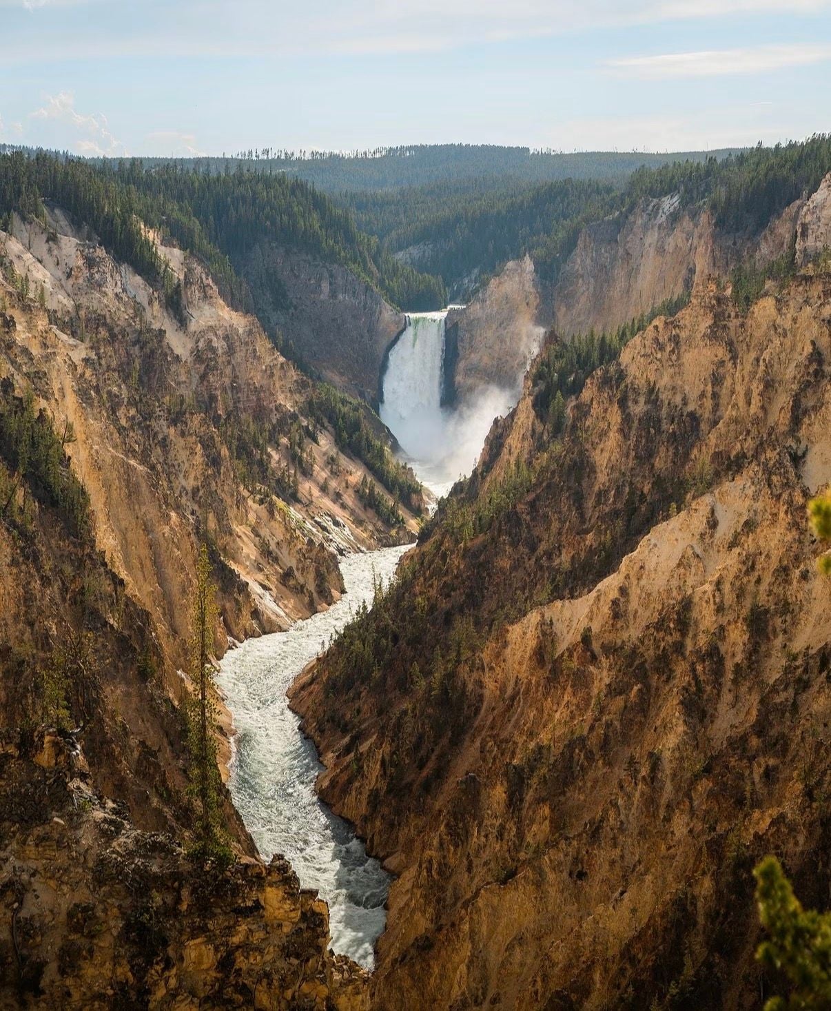 The Lower Falls pouring into the Grand Canyon of the Yellowstone